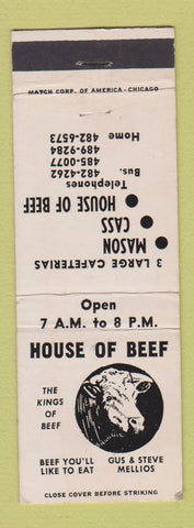 Matchbook Cover - House of Beef Restaurant