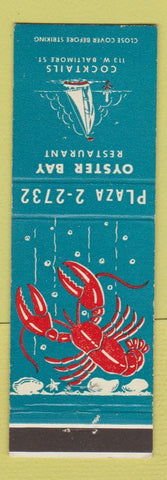 Matchbook Cover - Oyster Bay Restaurant Baltimore? WEAR