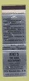 Matchbook Cover - Kiki's Oaks Restaurant Georgetown Washington DC