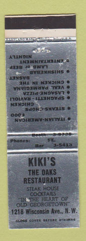 Matchbook Cover - Kiki's Oaks Restaurant Georgetown Washington DC