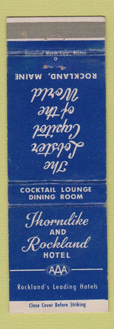 Matchbook Cover - Thorndike and Rockland Hotel Rockland ME