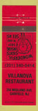 Matchbook Cover - Villanova Restaurant Garfield NJ