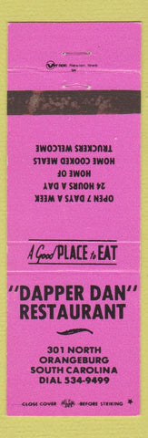 Matchbook Cover - Dapper Dan Restaurant Orangeburg SC PINK