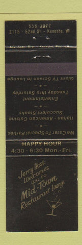 Matchbook Cover - Mid Town Restaurant Lounge Kenosha WI WEAR