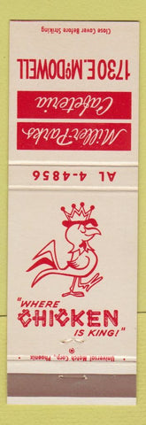 Matchbook Cover - Miller Parks Cafeteria Chicken Phoenix AZ