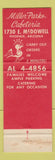 Matchbook Cover - Miller Parks Cafeteria Chicken Phoenix AZ