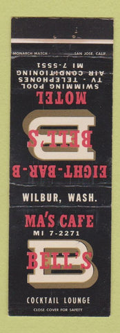 Matchbook Cover - Ma's Cafe Bell's Motel Wilbur WA WEAR