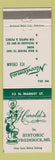Matchbook Cover - Harold's Restaurant Nicodemus Ice Cream Frederick MD