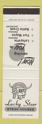 Matchbook Cover - Lucky Steer Steak Lafayette Fort Wayne IN Battle Creek MI