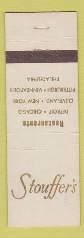 Matchbook Cover - Stouffer's Restaurants Detroit Chicago Cleveland New York City