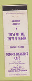 Matchbook Cover - Tommy Barker's Cafe Indio CA