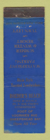 Matchbook Cover - Roeder's Beach Brooklyn NY WORN