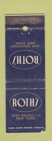 Matchbook Cover - Roth's Restaurant New York City WEAR