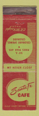 Matchbook Cover - Santa Fe Cafe Colorado Springs WEAR