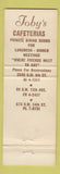 Matchbook Cover - Toby's Cafeterias Miami FL WEAR