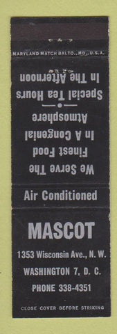 Matchbook Cover - Mascot Restaurant Washington DC
