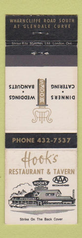 Matchbook Cover - Hook's Restaurant Tavern London ON
