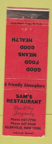 Matchbook Cover - Sam's Restaurant Ellenville NY WEAR
