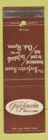 Matchbook Cover - Hotel Grier Lincoln Danville IL