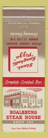 Matchbook Cover - Boalsburg Steak House Pizza PA
