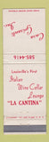Matchbook Cover - Casa Grisanti Louisville KY restaurant WEAR
