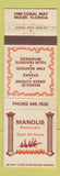 Matchbook Cover - Manolis Restaurant Miami FL Greek