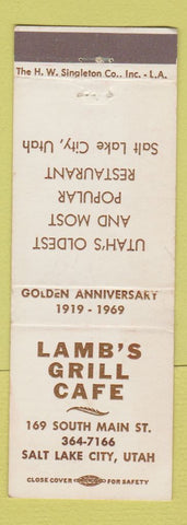Matchbook Cover - Lamb's Grill Cafe Salt Lake City UT