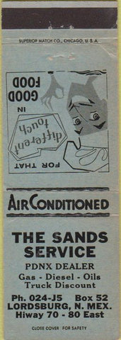 Matchbook Cover - Sands Service PDNX oil gas Lordsburg NM