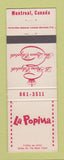 Matchbook Cover - La Popina Montreal QC