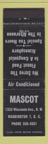 Matchbook Cover - Mascot Restaurant Washington DC