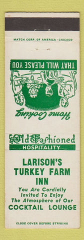 Matchbook Cover - Larison's Turkey Farm Inn Chester NJ