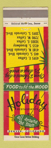 Matchbook Cover - Holiday Restaurants Denver Colorado Colfax