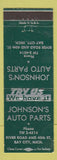 Matchbook Cover - Johnson's Auto Parts Bay City MI WEAR