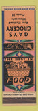 Matchbook Cover - Gays Grocery New Richland MN WEAR