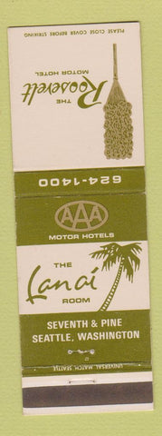 Matchbook Cover - Roosevelt Motor Hotel Seattle WA