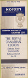 Matchbook Cover - Royal Canadian Legion Bellevue Branch