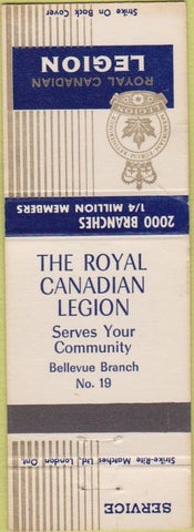 Matchbook Cover - Royal Canadian Legion Bellevue Branch