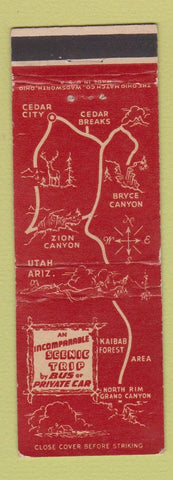 Matchbook Cover - Utah Parks Company Cedar City UT WEAR