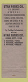 Matchbook Cover - Utah Parks Company Cedar City UT WEAR