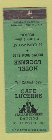 Matchbook Cover - Face Lucerne Boston MA WORN