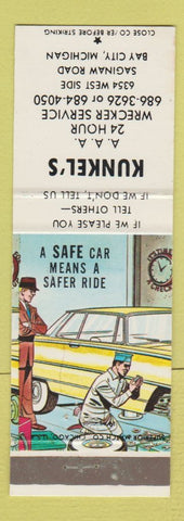 Matchbook Cover - Kunkel's AAA Towing Bay City MI