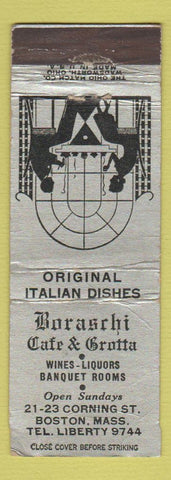 Matchbook Cover - Boraschi Cafe Grotta Boston MA Italian WORN