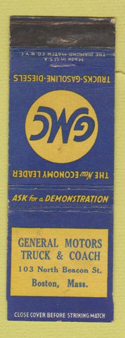 Matchbook Cover - GMC Trucks Boston MA WEAR