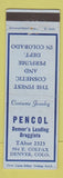 Matchbook Cover - Pencol Drug Store Denver Colorado Colfax