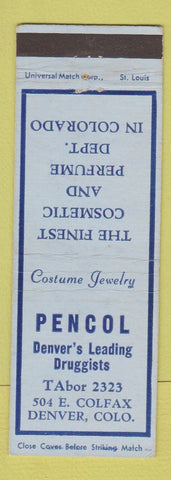 Matchbook Cover - Pencol Drug Store Denver Colorado Colfax