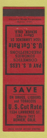 Matchbook Cover - US Cut Rate Drug Store Denver Colorado