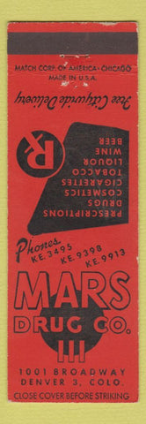 Matchbook Cover - Mars Drug Company Denver Colorado