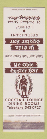 Matchbook Cover - Ye Olde Oyster Bar Fitchburg MA WEAR