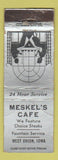 Matchbook Cover - Meskel's Cafe West Union IA WORN