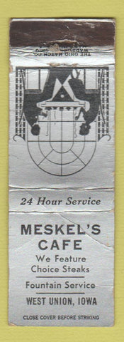 Matchbook Cover - Meskel's Cafe West Union IA WORN
